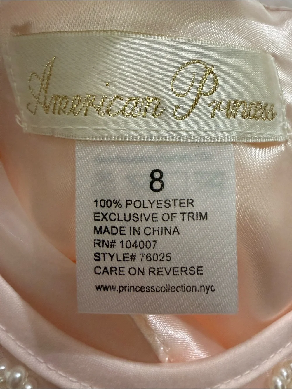 American Princess Blush Pink Floral Lace Party Dress with Pearl Illusion